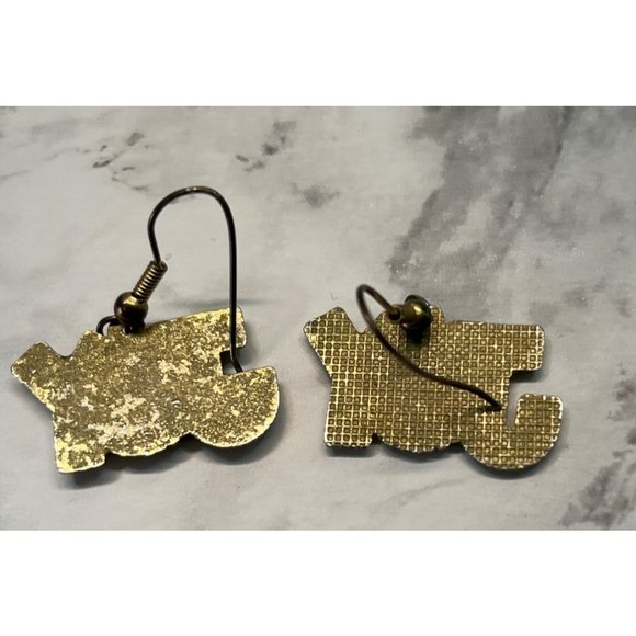 Vintage Joy Christmas Wreath Earrings Red Enamel Holiday Jewelry - Picture 3 of 5